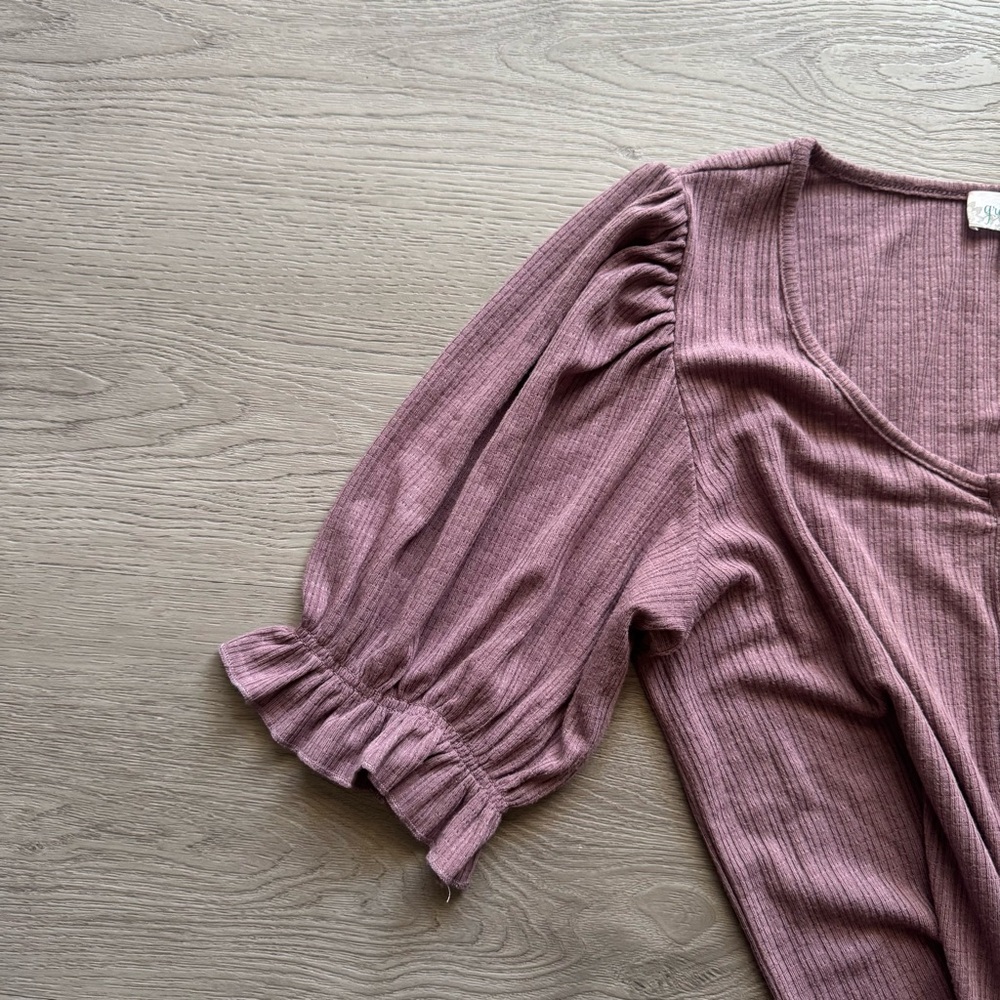 Grace & Lace Puff Sleeve Button Up Top - Picture 5 of 10